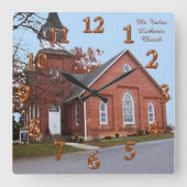 写真の壁時計と写真とテキスト スクエア壁時計 (正面)