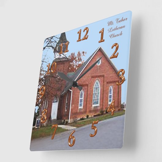 写真の壁時計と写真とテキスト スクエア壁時計 (傾斜)