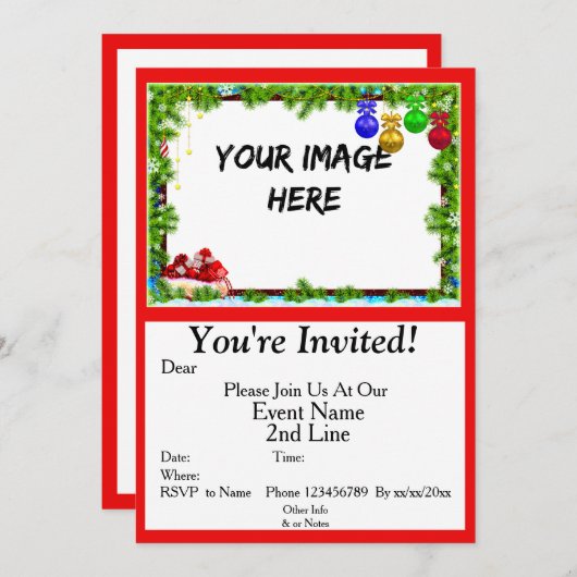写真の変更をすべて追加文字クリスマスパーティー 招待状 (正面/裏面)