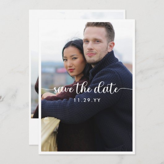 写真の大きミニマルい書道の日付を保存 セーブザデート (正面/裏面)