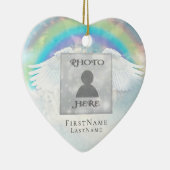 写真の天使の翼およびハートの記念物を加えて下さい セラミックオーナメント (右)