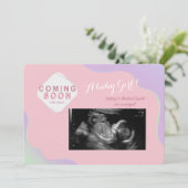 写真の妊娠のピンクの発表をすぐに来ること 招待状 (スタンド正面)