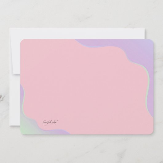 写真の妊娠のピンクの発表をすぐに来ること 招待状 (裏面)