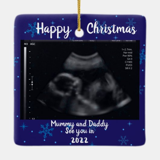写真の妊娠の発表は親2021を期待 セラミックオーナメント (裏面)