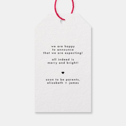 写真の妊娠の発表クリスマス ギフトタグ (裏面)