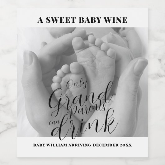 写真の妊娠の発表祖父母になる ワインラベル (シングルラベル)