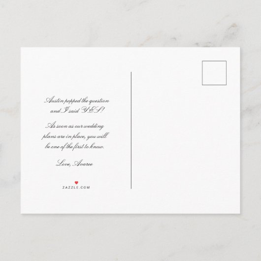 写真の婚約した発表葉書 案内ポストカード (裏面)