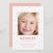 写真の子供の誕生日のパーティの招待状を振りかけます (正面/裏面)