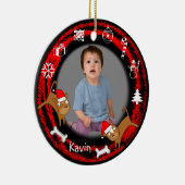 写真の子犬の赤いオーナメントを加えて下さい セラミックオーナメント (右)