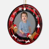 写真の子犬の赤いオーナメントを加えて下さい セラミックオーナメント (左)