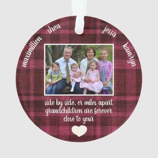 写真の孫あなたのハートプレイドクリスマスに近い オーナメント (裏面)
