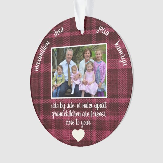 写真の孫あなたのハートプレイドクリスマスに近い オーナメント (正面)