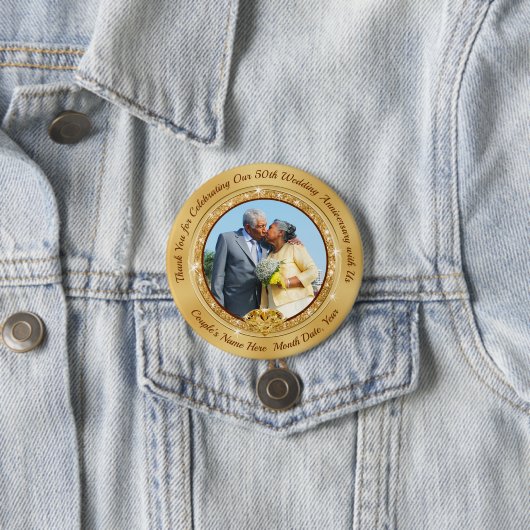 写真の安パーソナライズされたい金の記念日が引き立つ 缶バッジ (インサイチュ)