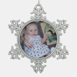 写真の家族の個人用設定 スノーフレークピューターオーナメント