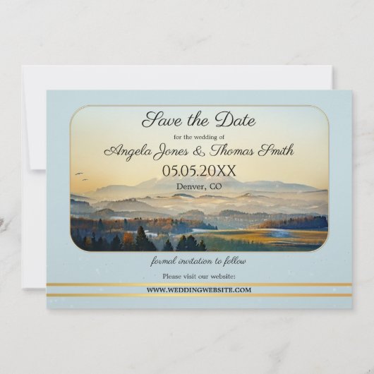 写真の山の日付カードを保存 案内状 (裏面)