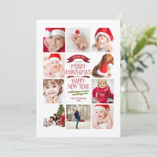 写真の年メリークリスマス写真コラージュ シーズンカード (スタンド正面)