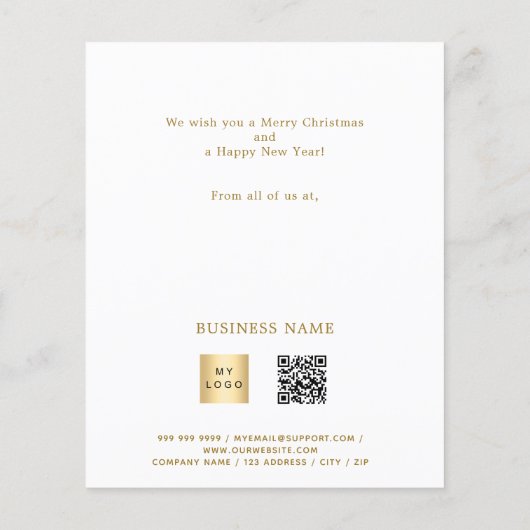 写真の幾何学的金ゴールドQRビジネスクリスマスカード (裏面)
