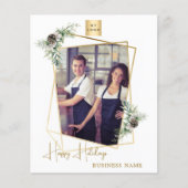 写真の幾何学的金ゴールドQRビジネスクリスマスカード (正面)