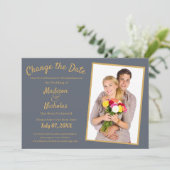 写真の延期されたグレー結婚の日付の変更 セーブザデート (スタンド正面)