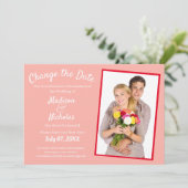 写真の延期されたピンク色結婚の日付の変更 セーブザデート (スタンド正面)