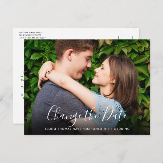 写真の延期結婚日の変更 ポストカード (正面/裏面)
