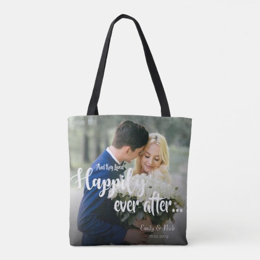 写真の後ずっと幸せに暮らした可愛結婚い トートバッグ (裏面)