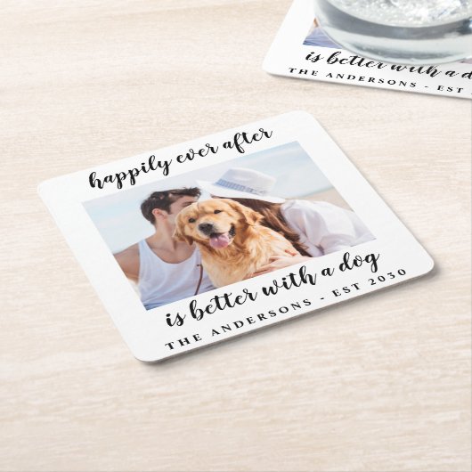 写真の後ずっと幸せ結婚に スクエアペーパーコースター (アングル)