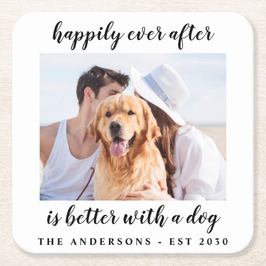 写真の後ずっと幸せ結婚に スクエアペーパーコースター (正面)