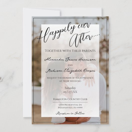 写真の後ずっと幸せ結婚に | 白のオーバーレイ 招待状 (正面)