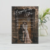 写真の後ずっと幸せ結婚に | 黒のオーバーレイ 招待状 (スタンド正面)