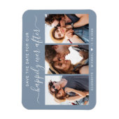 写真の後で幸せにダスティ・ブルー日付を保存 マグネット (縦)