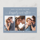写真の後で幸せにダスティ・ブルー日付を保存 案内ポストカード (正面)