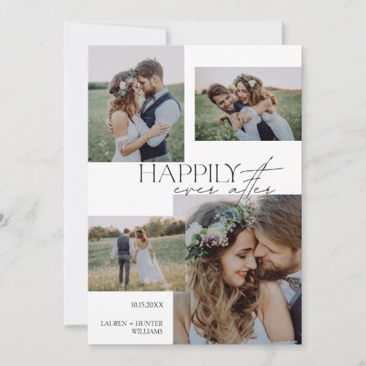 写真の後で幸エレガント意にモダンし結婚て 案内状 (正面)