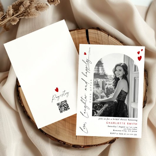 写真の後の幸モダン福ブライダルシャワー 招待状