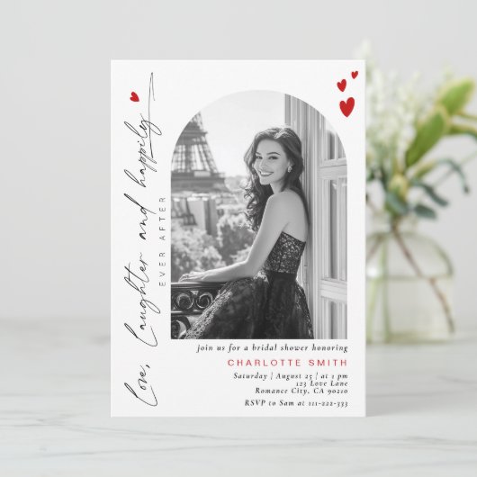 写真の後の幸モダン福ブライダルシャワー 招待状 (スタンド正面)