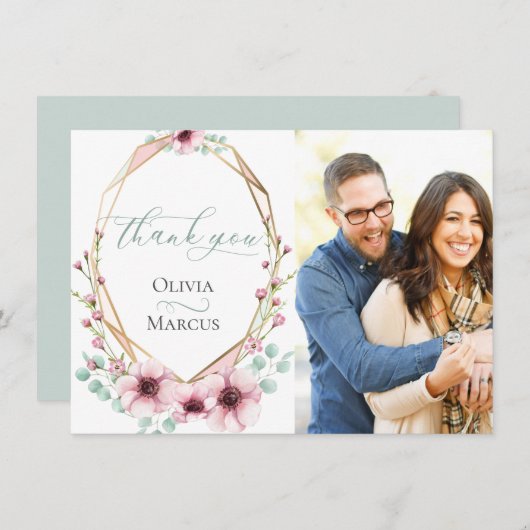 写真の御礼  |  新緑の春の花と葉 サンキューカード (正面/裏面)