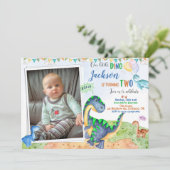 写真の恐竜の誕生日の招待ディノダニパーティー 招待状 (スタンド正面)