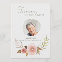 写真の悔やみや弔慰のばら色の水彩画のリースは感謝していしています サンキューカード