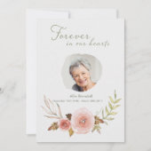 写真の悔やみや弔慰のばら色の水彩画のリースは感謝していしています サンキューカード (正面)