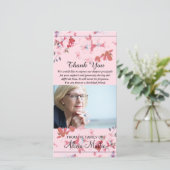 写真の悔やみや弔慰の記念物はピンクの花感謝していしています サンキューカード (スタンド正面)