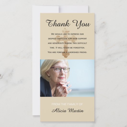 写真の悔やみや弔慰の記念物は宗教十字感謝していしています サンキューカード (正面)