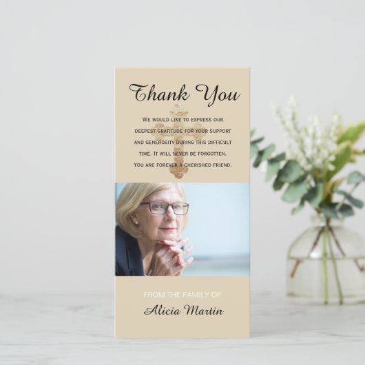 写真の悔やみや弔慰の記念物は宗教十字感謝していしています サンキューカード (スタンド正面)