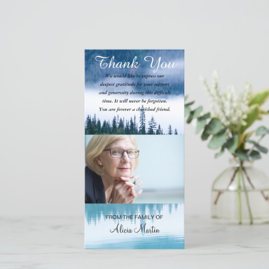 写真の悔やみや弔慰の記念物は湖の反射感謝していしています サンキューカード (スタンド正面)