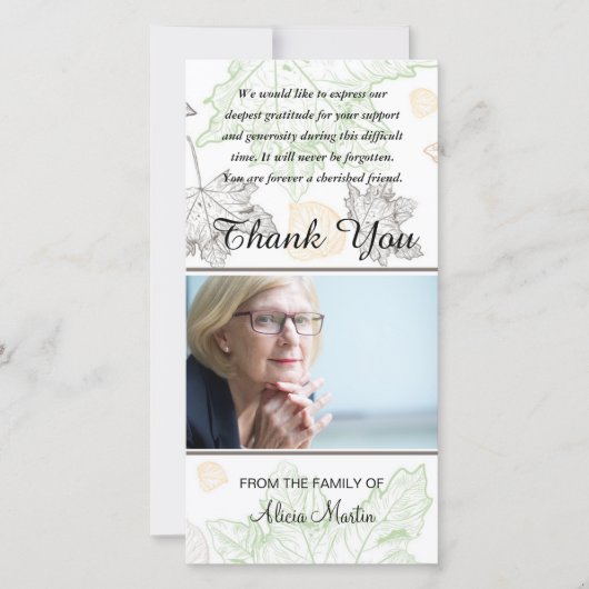 写真の悔やみや弔慰の記念物は紅葉感謝していしています サンキューカード (正面)