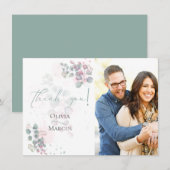 写真の感謝 | モダンな水彩画 ユーカリ サンキューカード (正面/裏面)