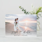 写真の手書きのモダン黒で日付を保存 セーブザデート (スタンド正面)