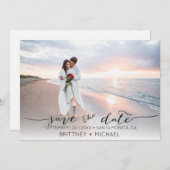 写真の手書きのモダン黒で日付を保存 セーブザデート (正面/裏面)