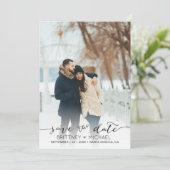 写真の手書きのモダン黒で日付を保存 セーブザデート (スタンド正面)