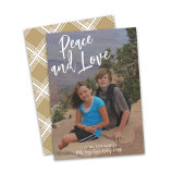 写真の手書きクリスマス金ゴールドプレイド平和ラブ シーズンカード