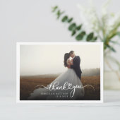 写真の手書き文字モダン結婚の サンキューカード (スタンド正面)